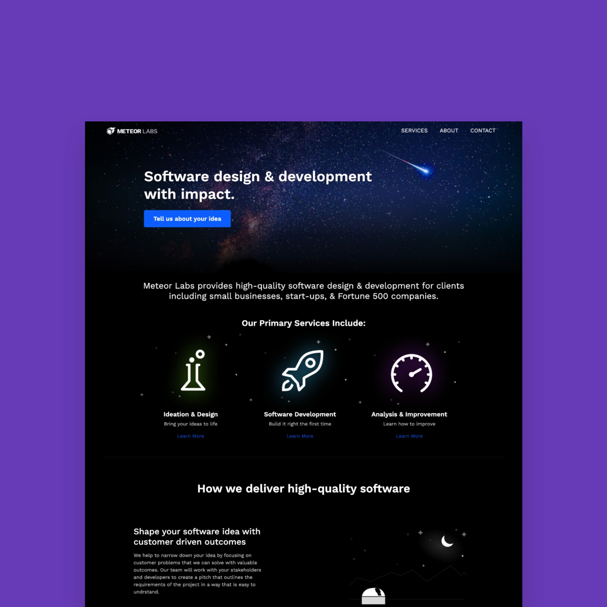 meteor labs mockup screen