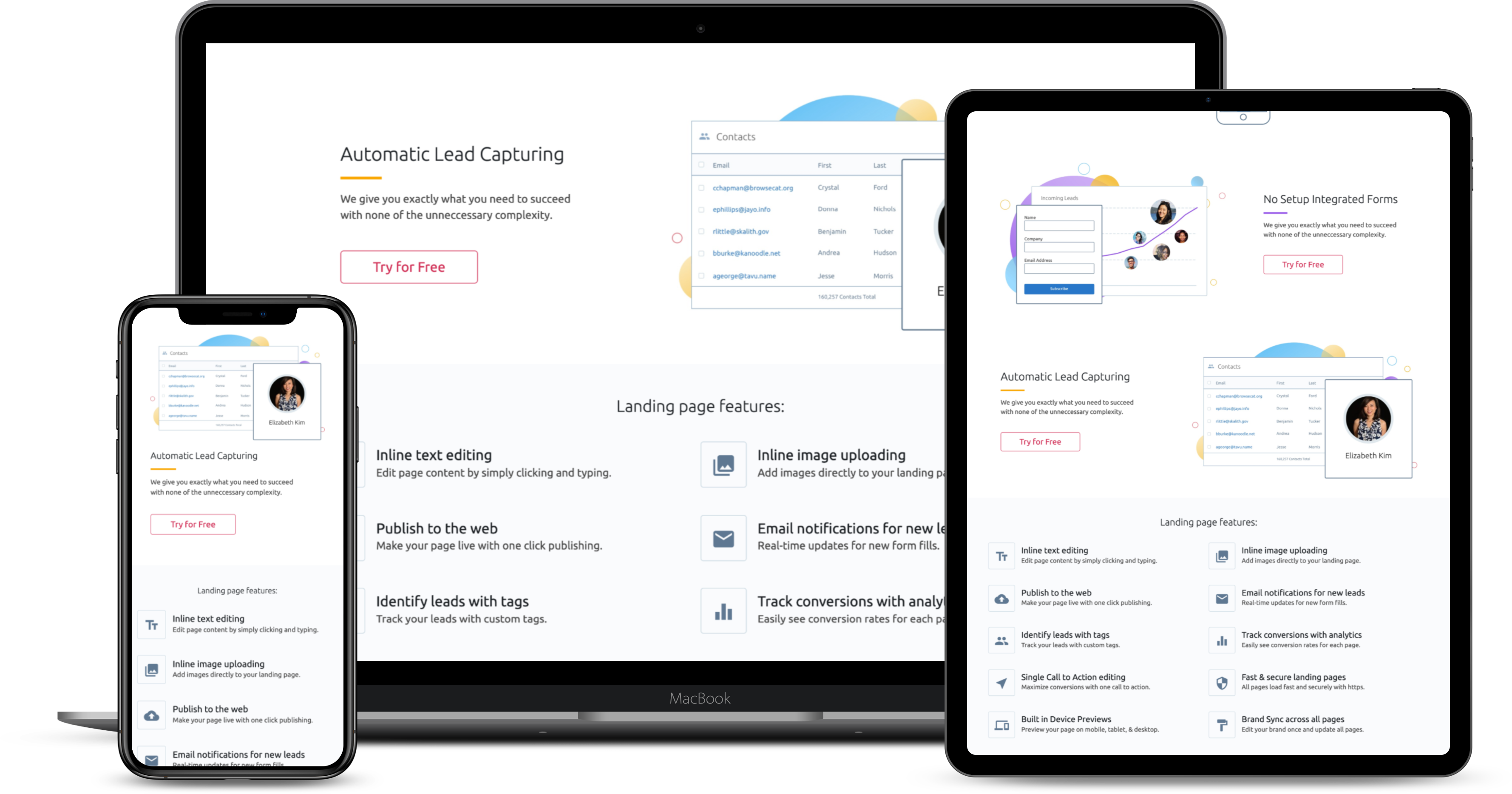 responsive designs on three devices