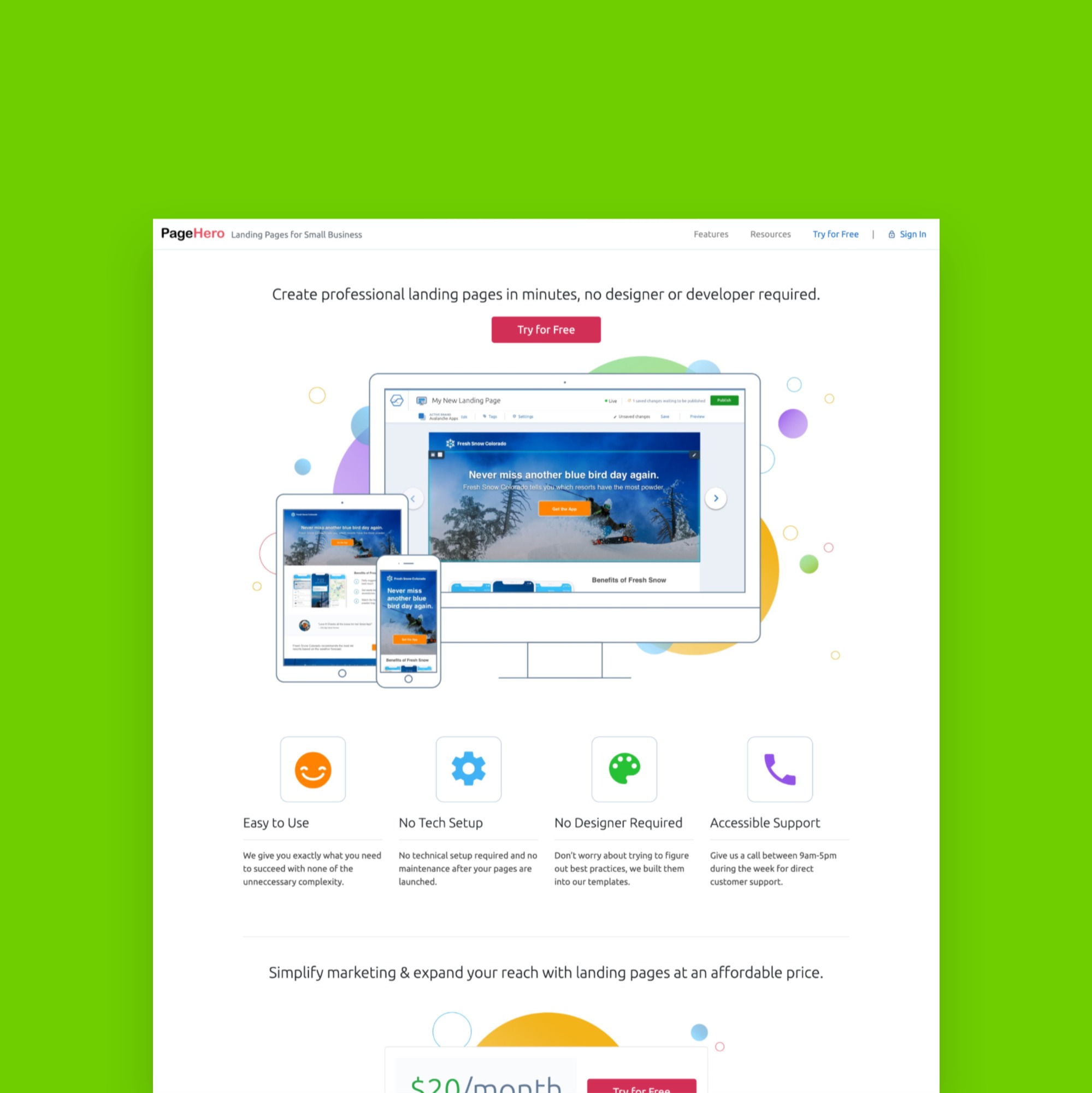 pagehero mockup screen