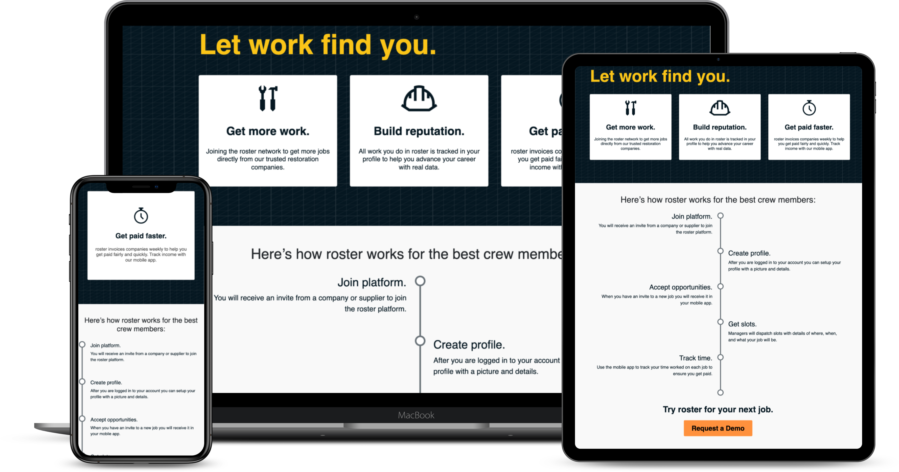 responsive designs on three devices